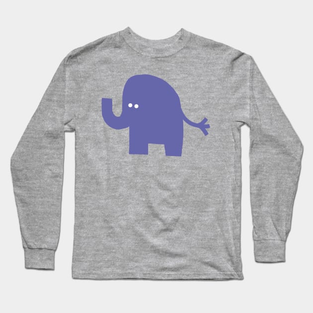 Mysterious Periwinkle Blue Chonk Elephant Long Sleeve T-Shirt by ellenhenryart